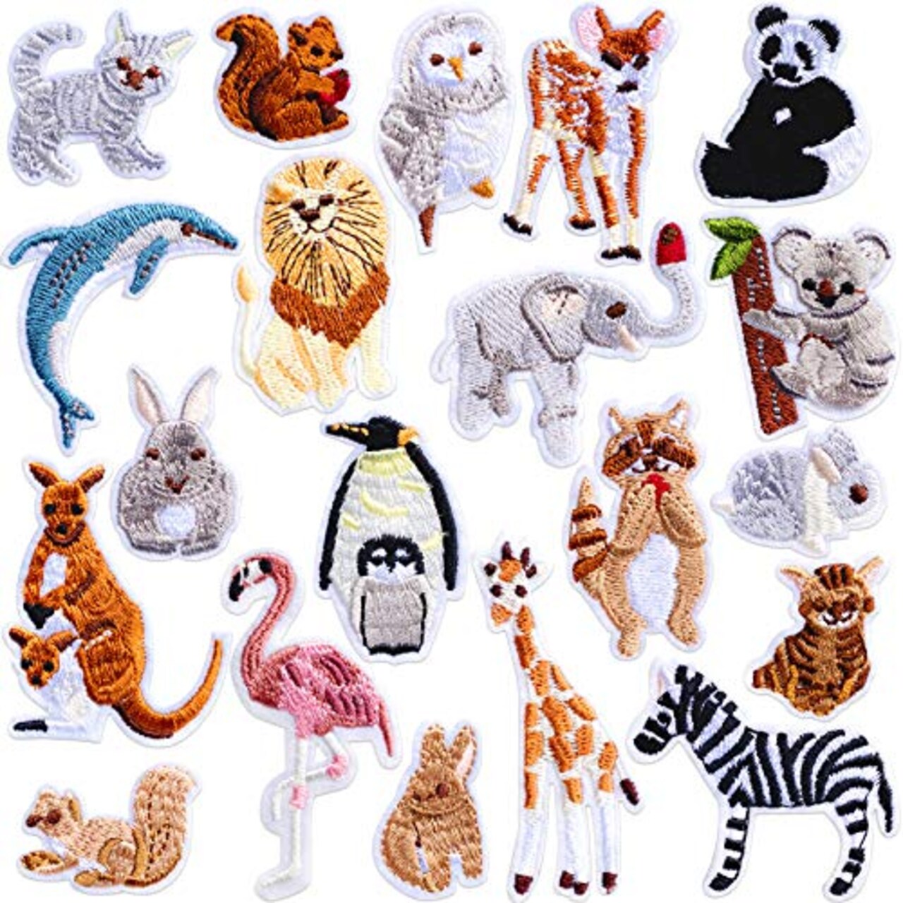 PAGOW 20PCS Animals Embroidered Patches, Zoo Animals Iron on Patches, Cute  Embroidered Panda Giraffe Lion Flamingo Squirrel Rabbit Sewing Patches DIY  Appliques for Shoes Clothes Backpacks Caps